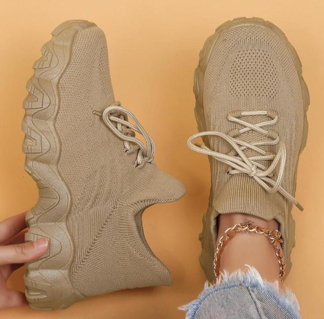 Chunky Knit Platform Sneakers - Thick Sole Casual Shoes