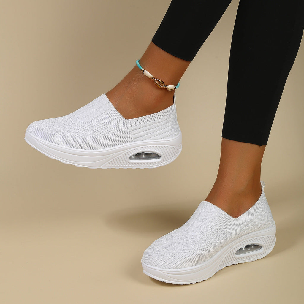 Women's Knit Slip-On Platform Sneakers with Air Cushion Sole