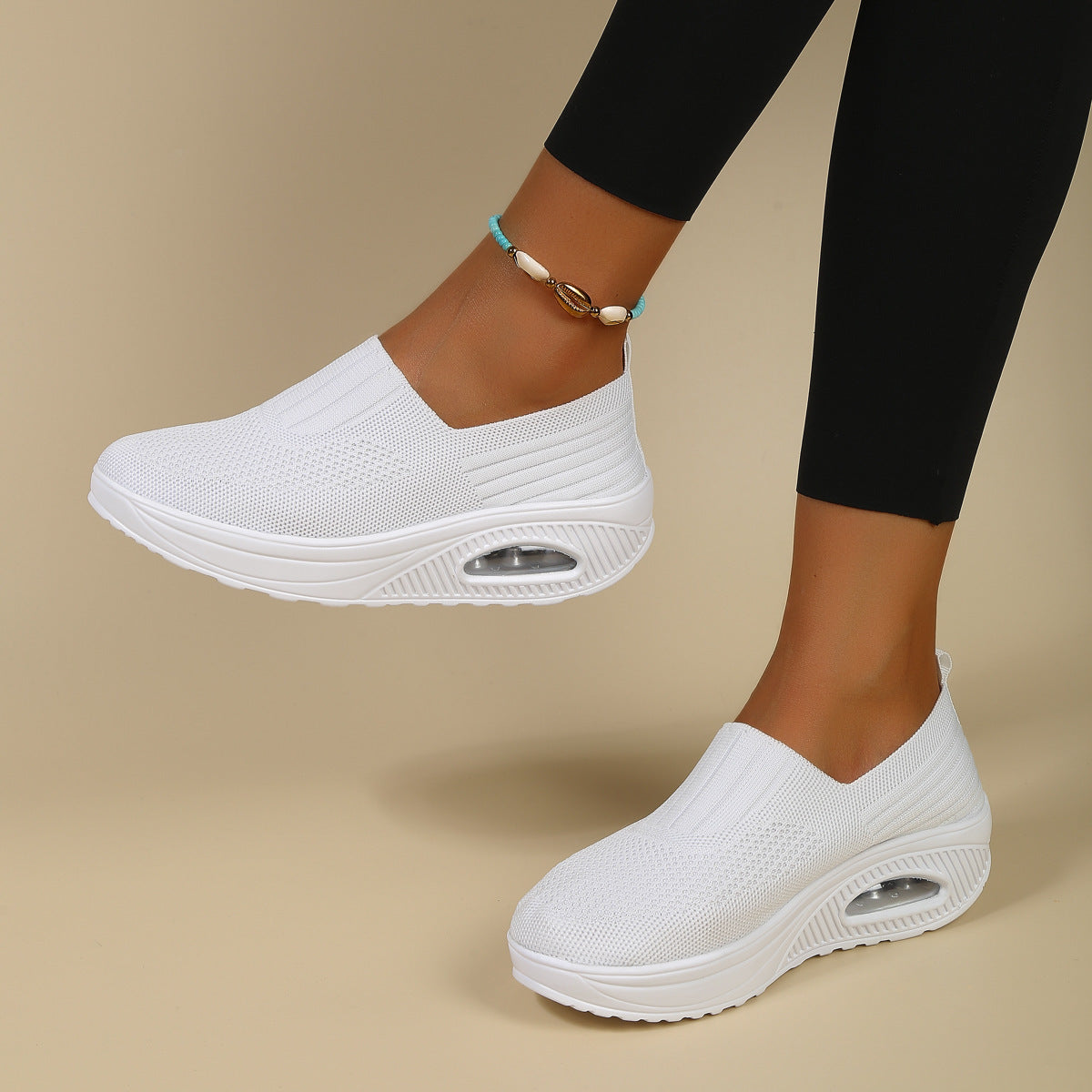 Women's Knit Slip-On Platform Sneakers with Air Cushion Sole