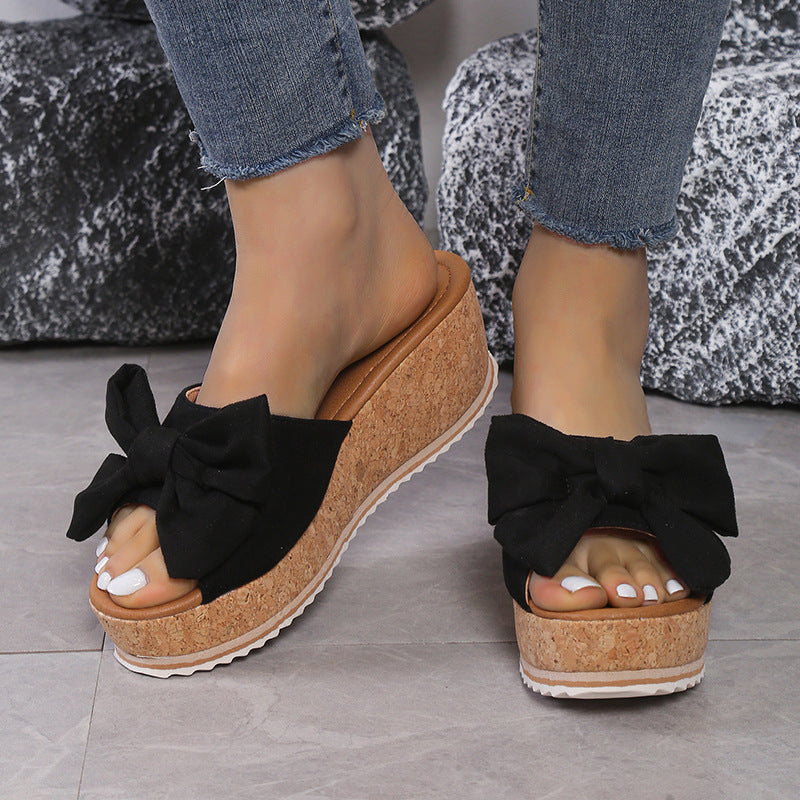 Bow Platform Wedge Sandals for Women
