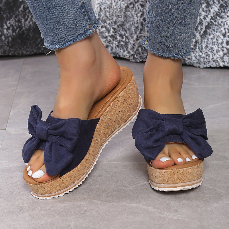 Bow Platform Wedge Sandals for Women