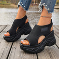 Women's Knit Platform Slip-On Sandals – Chunky White Sole Open Toe Mules