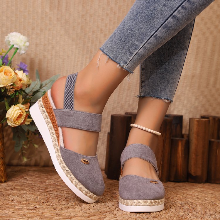 Women's Platform Wedge Espadrille Sandals with Ankle Strap - 6CM Heel
