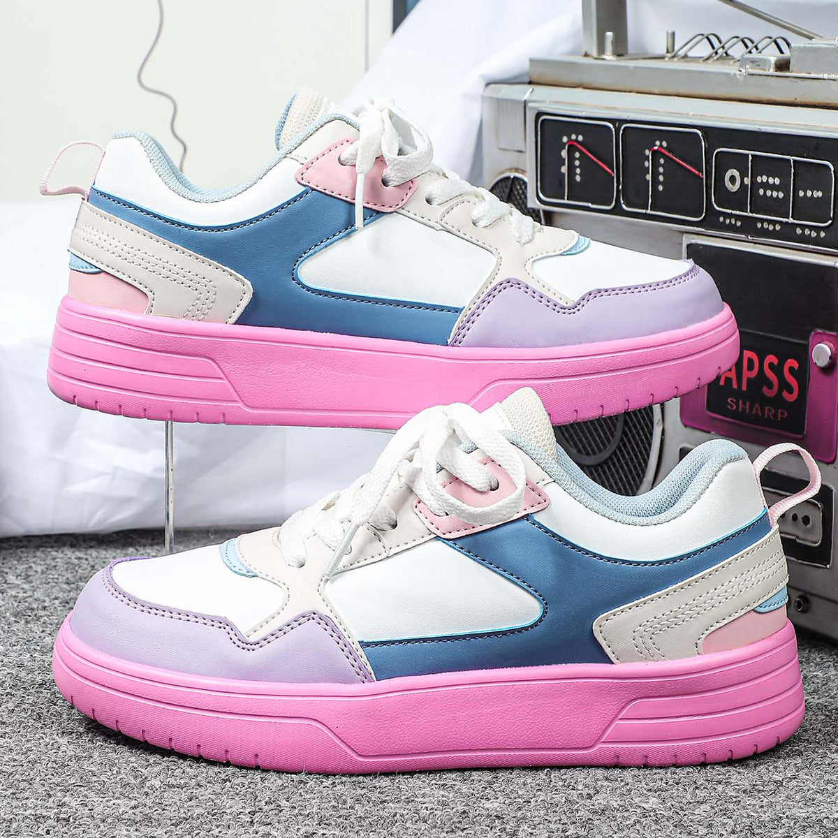 Women's Chunky Platform Colorblock Sneakers – Thick Sole Vibrant Dad Shoes