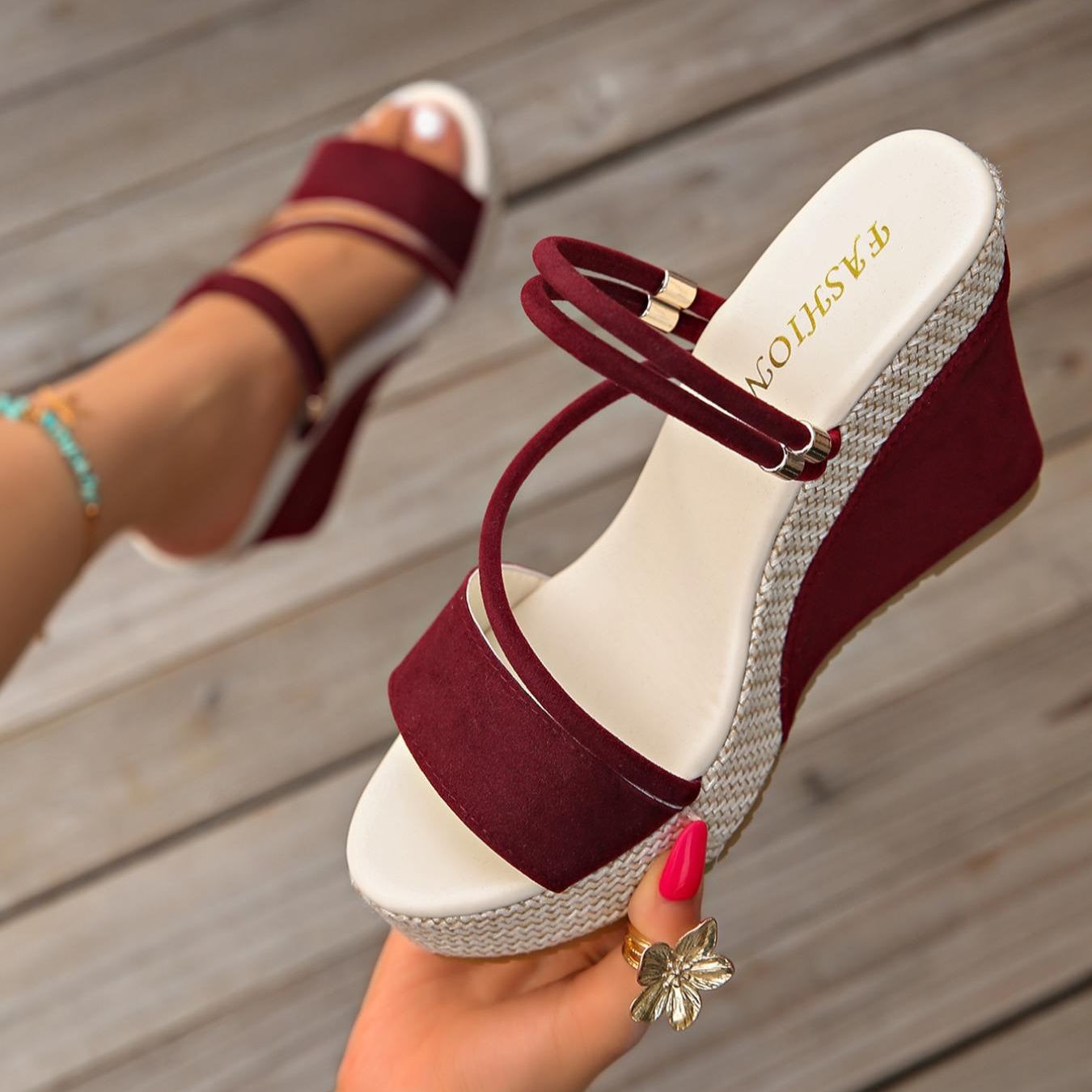 Women's 10cm Platform Wedge Sandals – Crisscross Strappy Open Toe Chunky Heel Mules